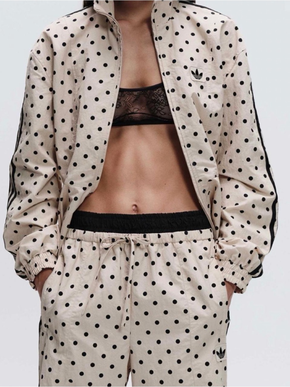NWT adidas Originals x ASOS Stone and Black Polka Dot Track Jacket & Pants - Picture 3 of 10